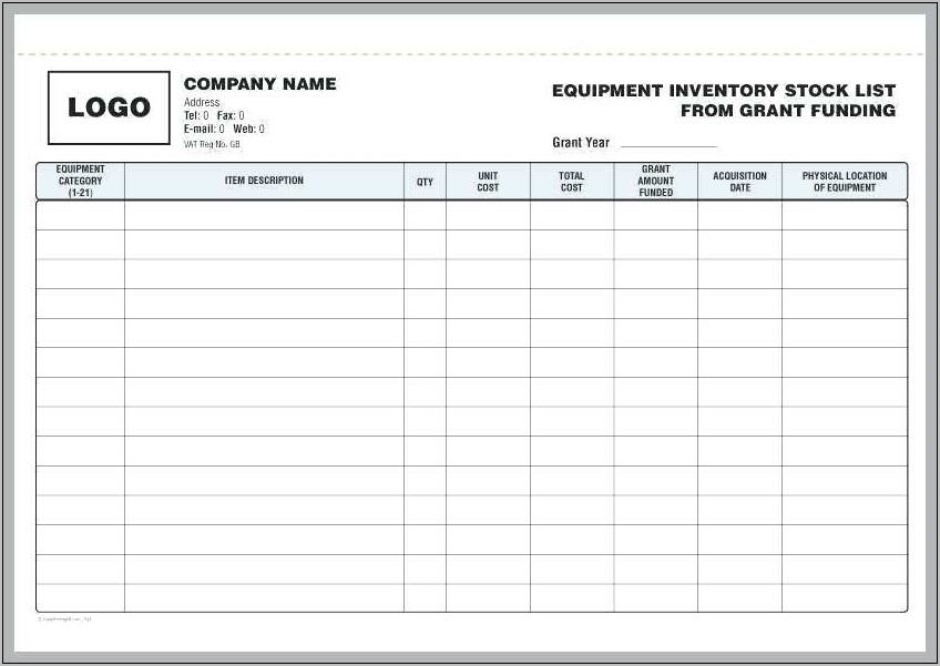 Office Equipment Inventory Format