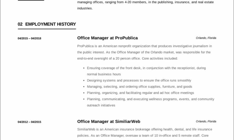 Office Manager Cv Template Free