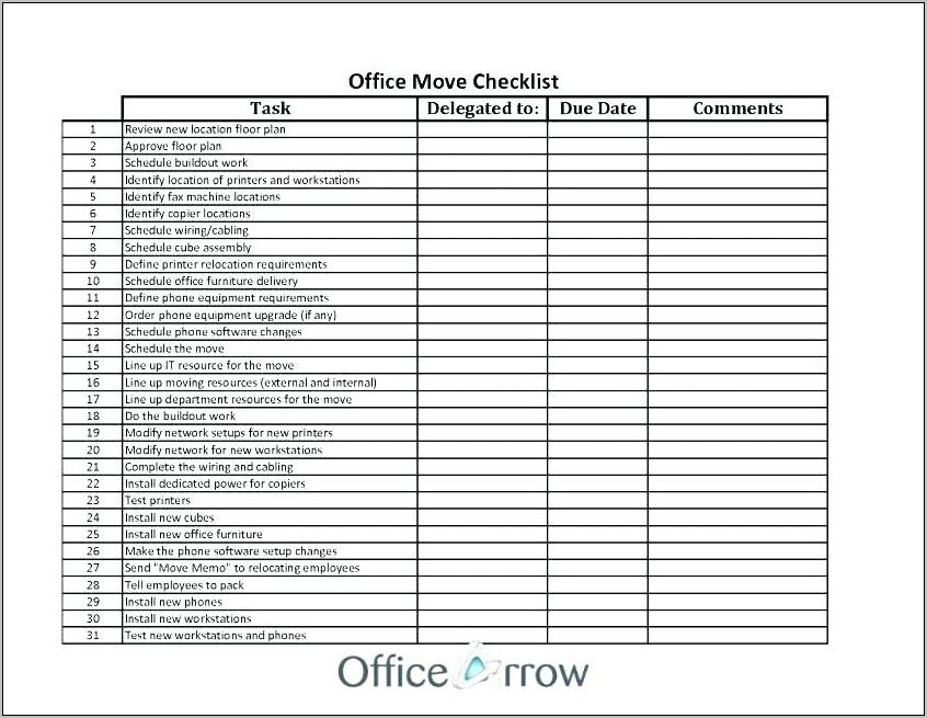Office Move Checklist Template Free