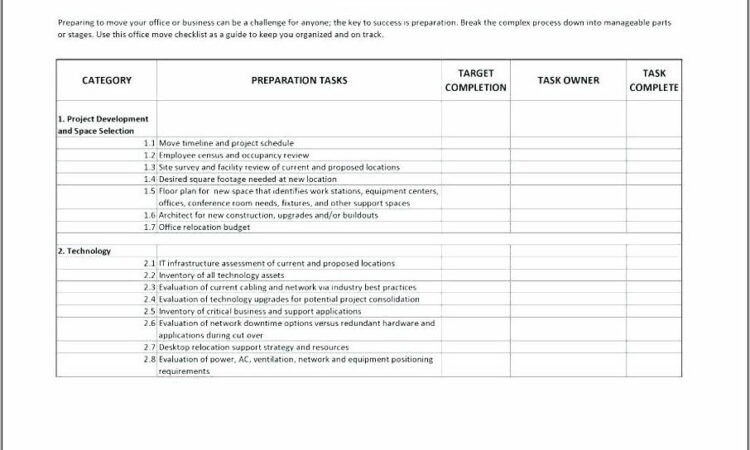 Office Move Template Project Planning