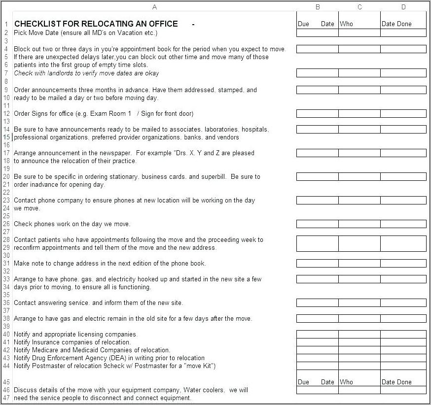 Office Relocation Project Plan Template