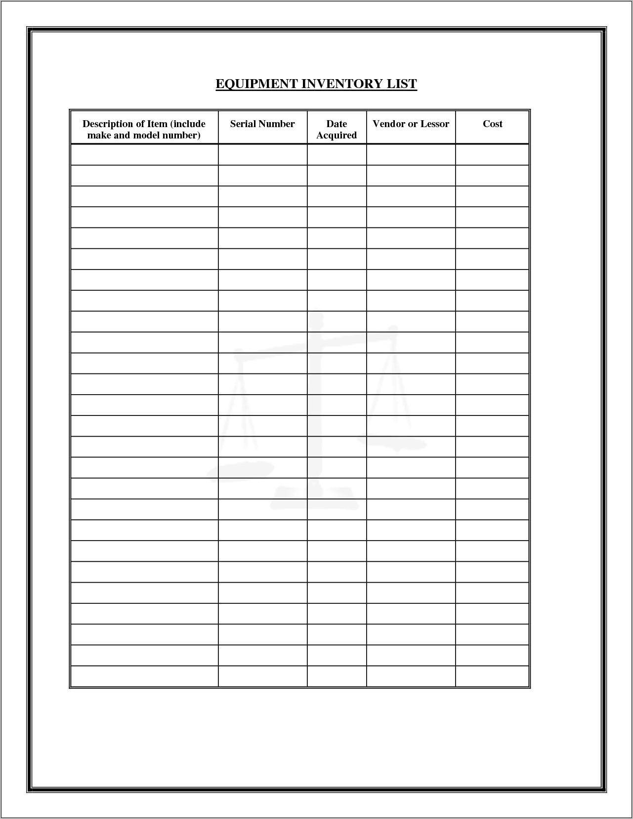 Office Supply Inventory Checklist Template
