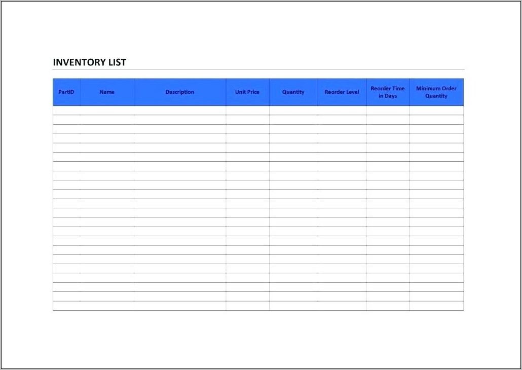 Office Supply Inventory Sheet Template