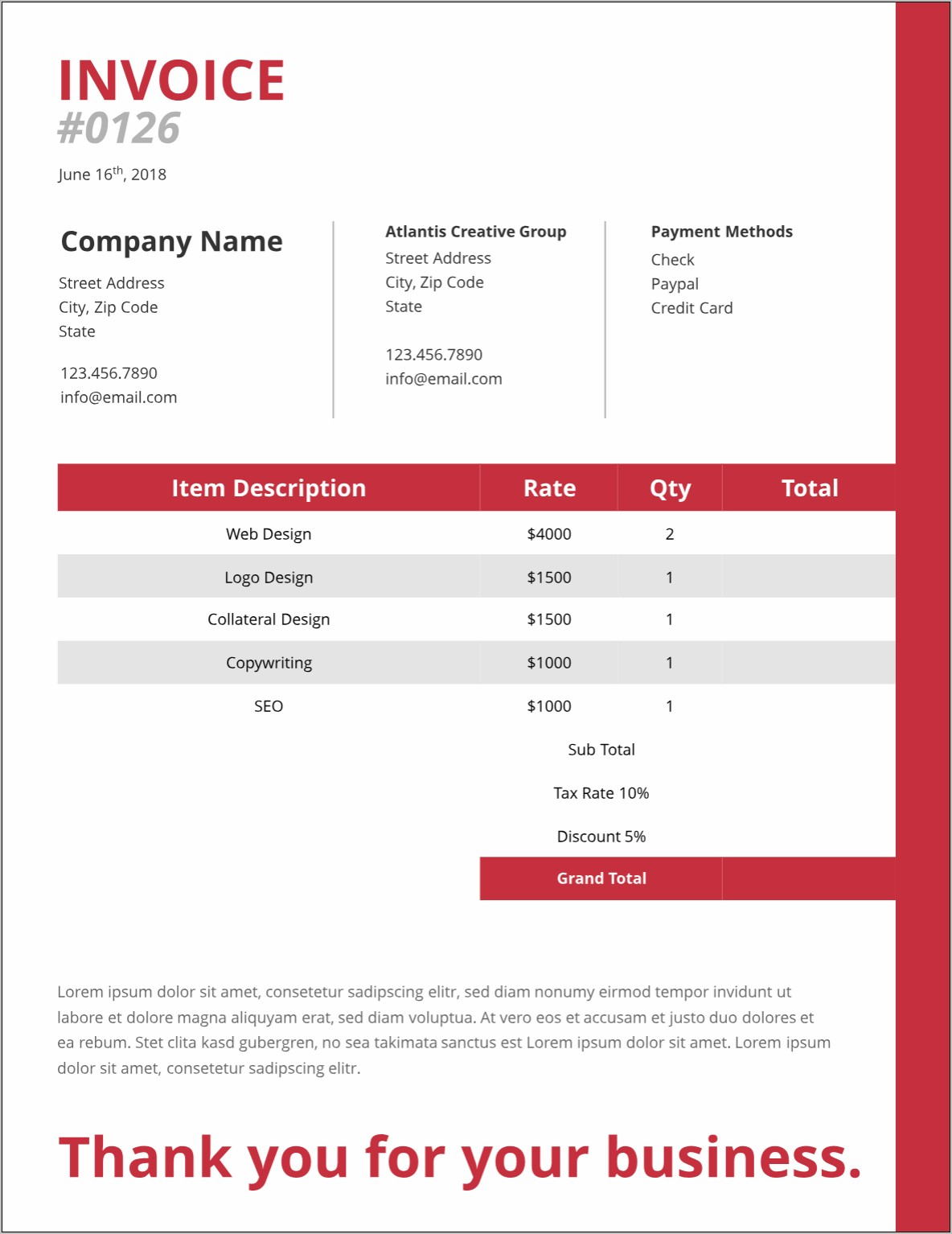 Office Templates Invoice Free