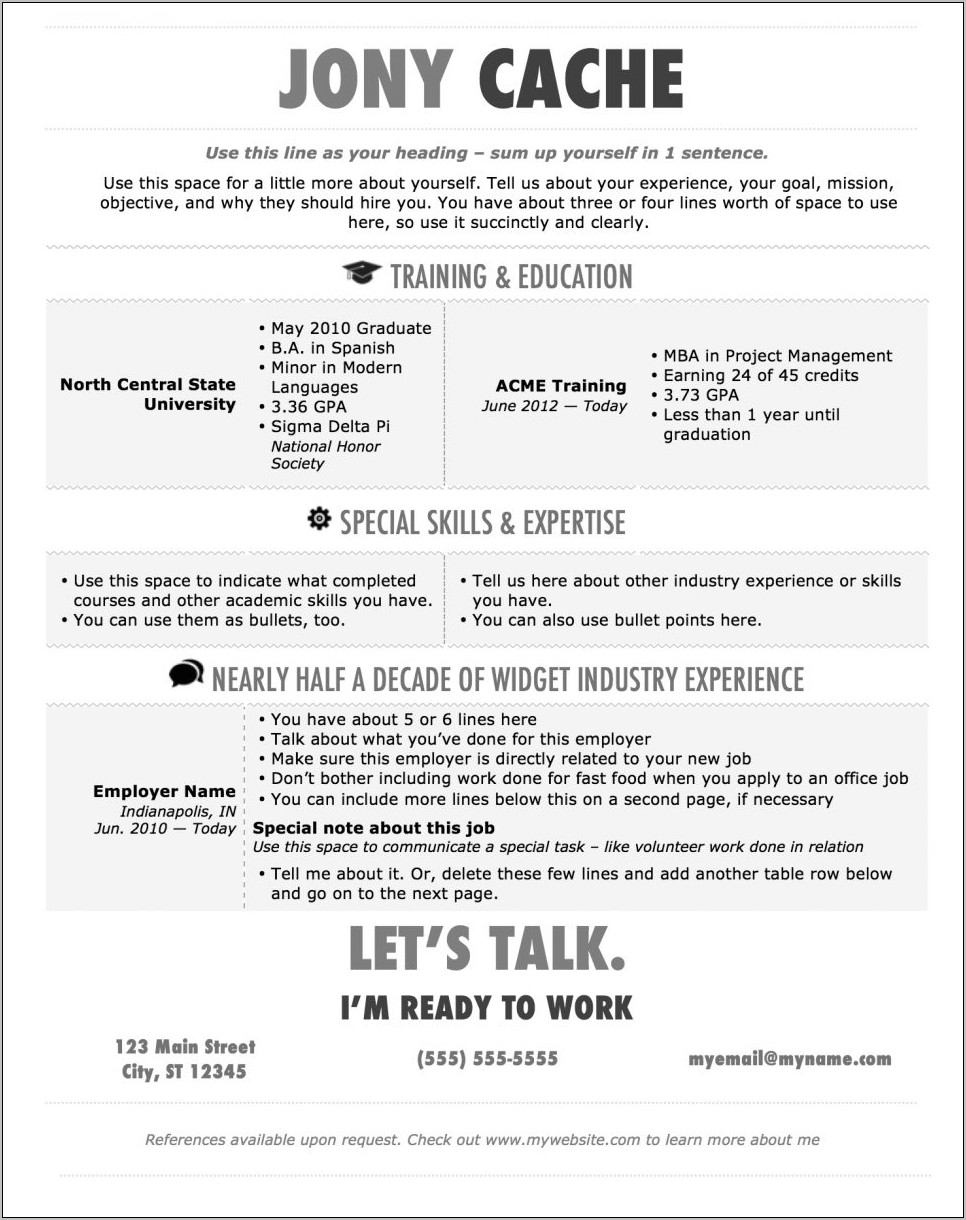 Office Word Resume Template Free