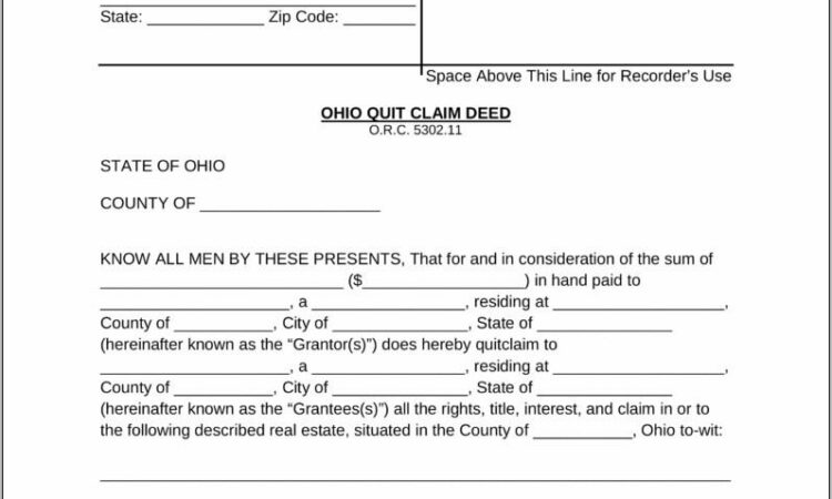 Ohio Quit Claim Deed Form Word