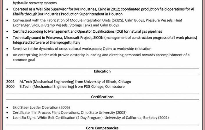 Oil And Gas Engineer Resume Template