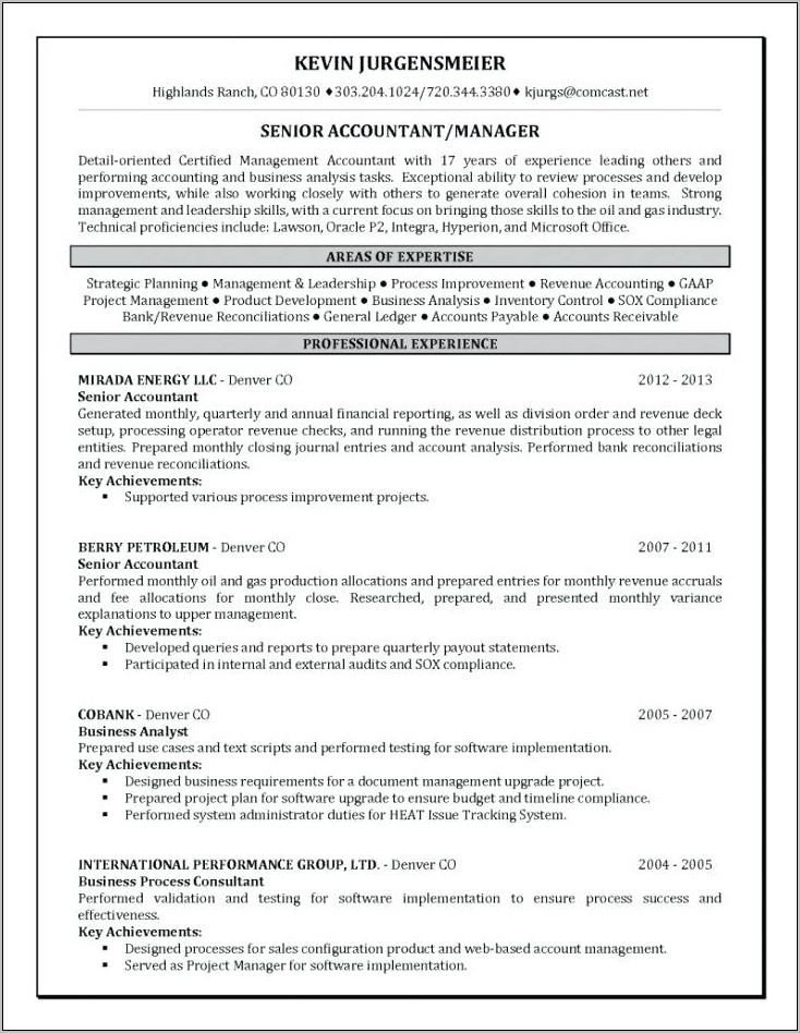 Oil And Gas Industry Resume Template