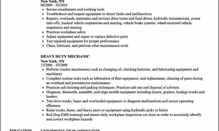 Oil Field Mechanic Resume Examples