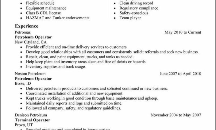 Oil Field Technician Resume Samples