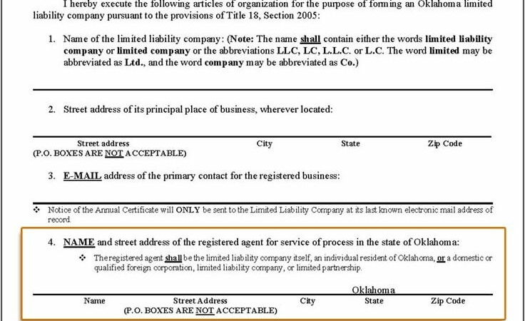 Oklahoma Llc Articles Of Organization Template