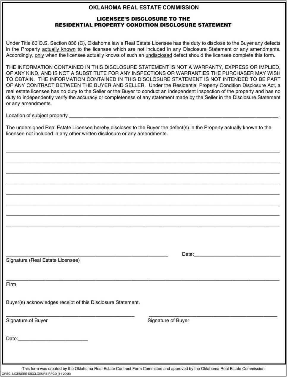 Oklahoma Real Estate Commission Contract Forms