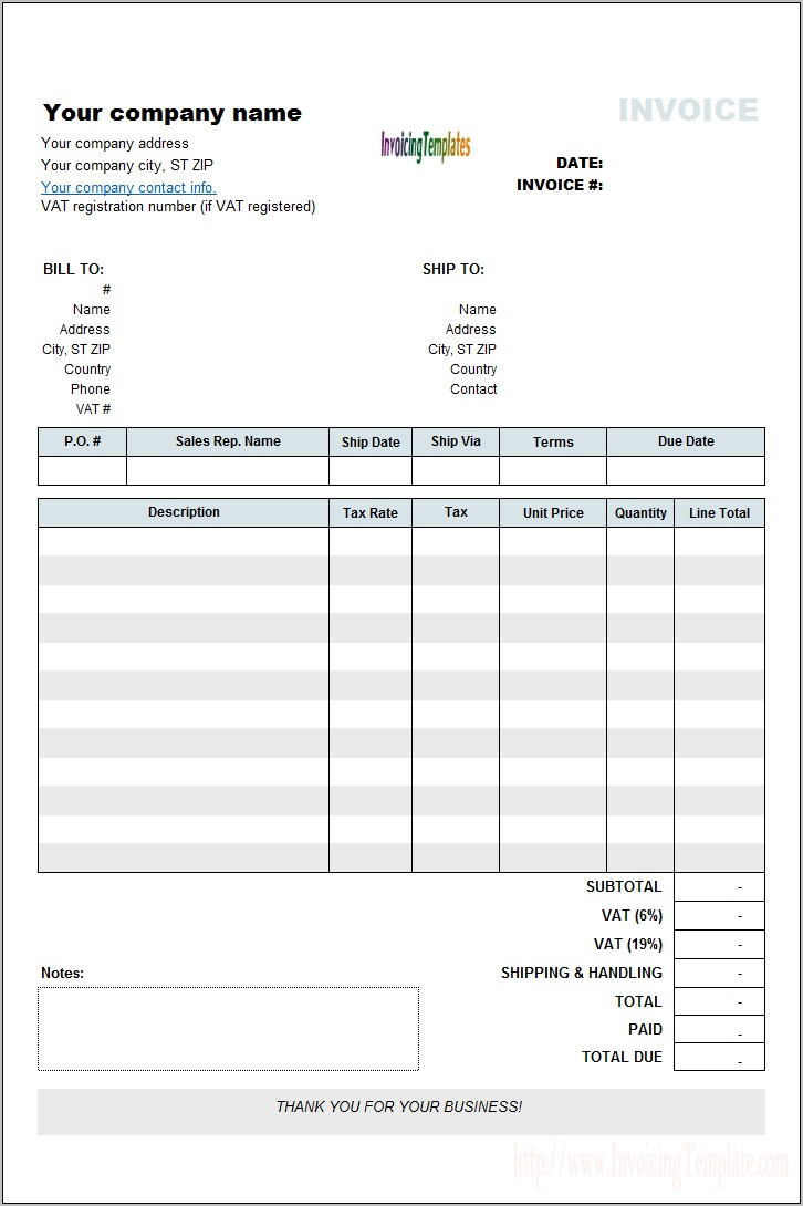 Online Invoices Free Template Uk