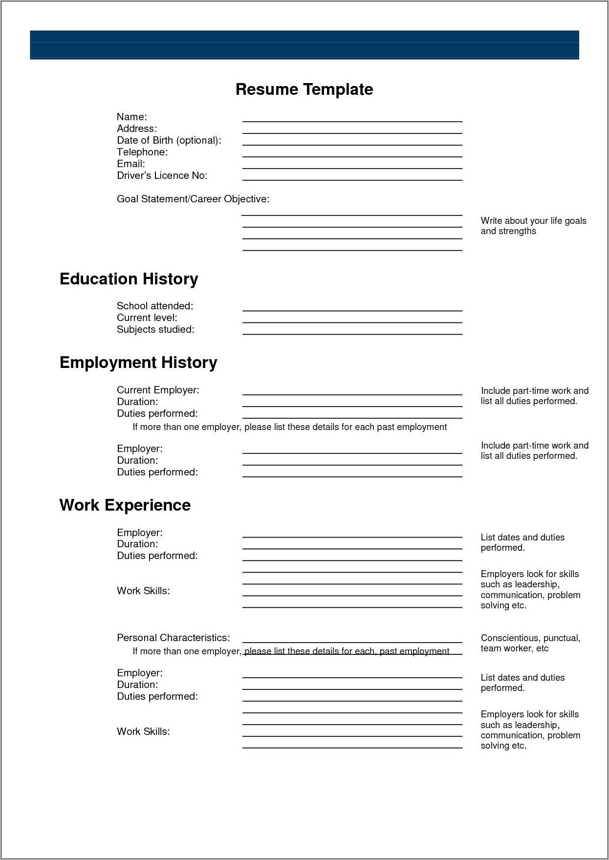 Online Printable Resume Templates