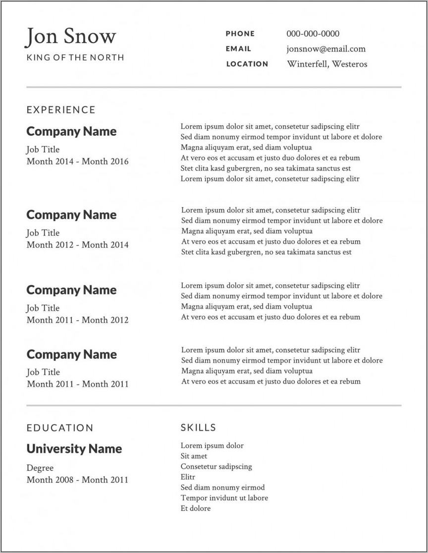 Online Resume Template Microsoft Word