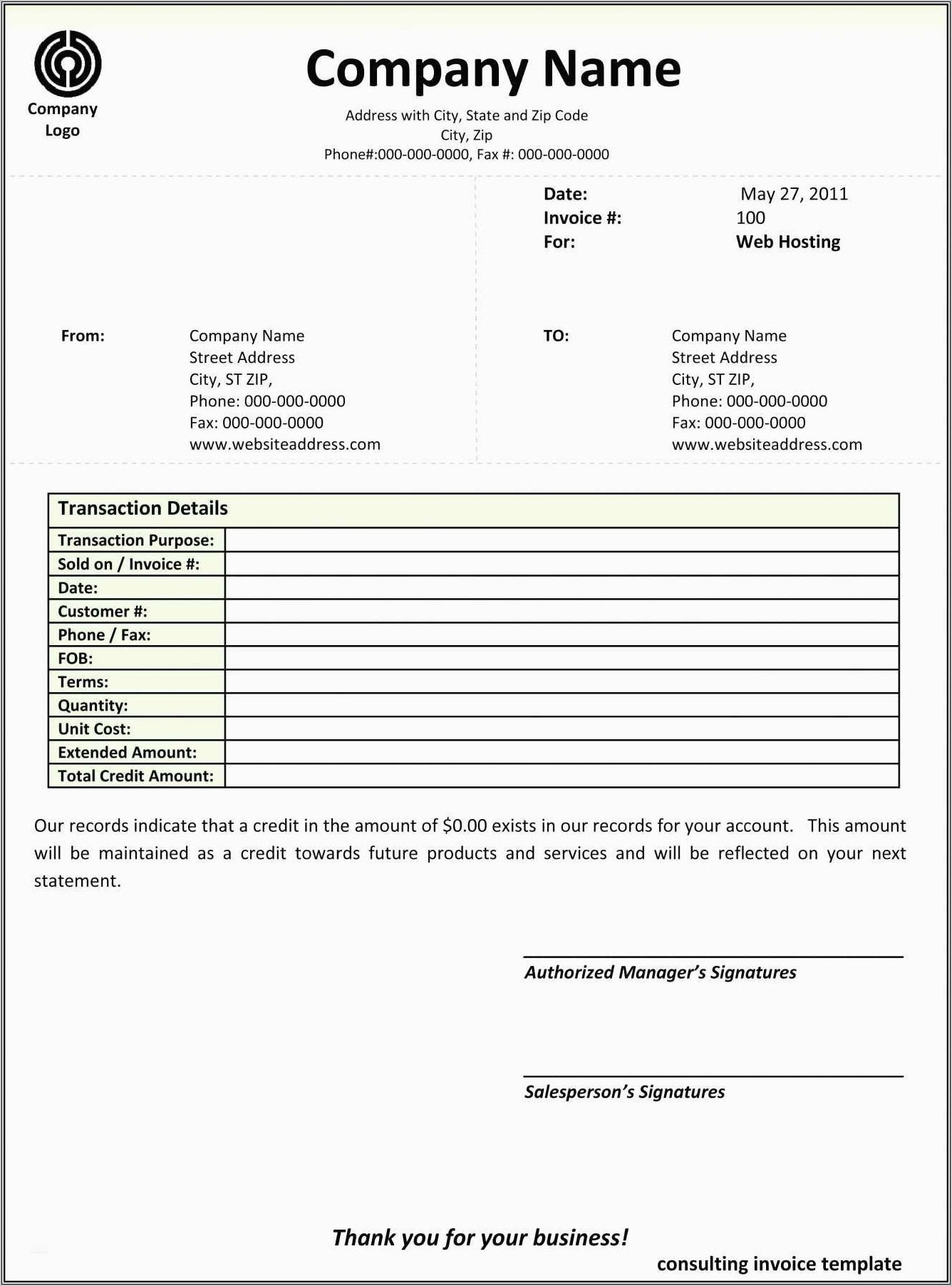 Open Office Billing Invoice Template