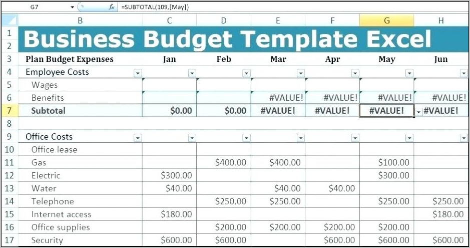 Operating Budget Template For Small Business