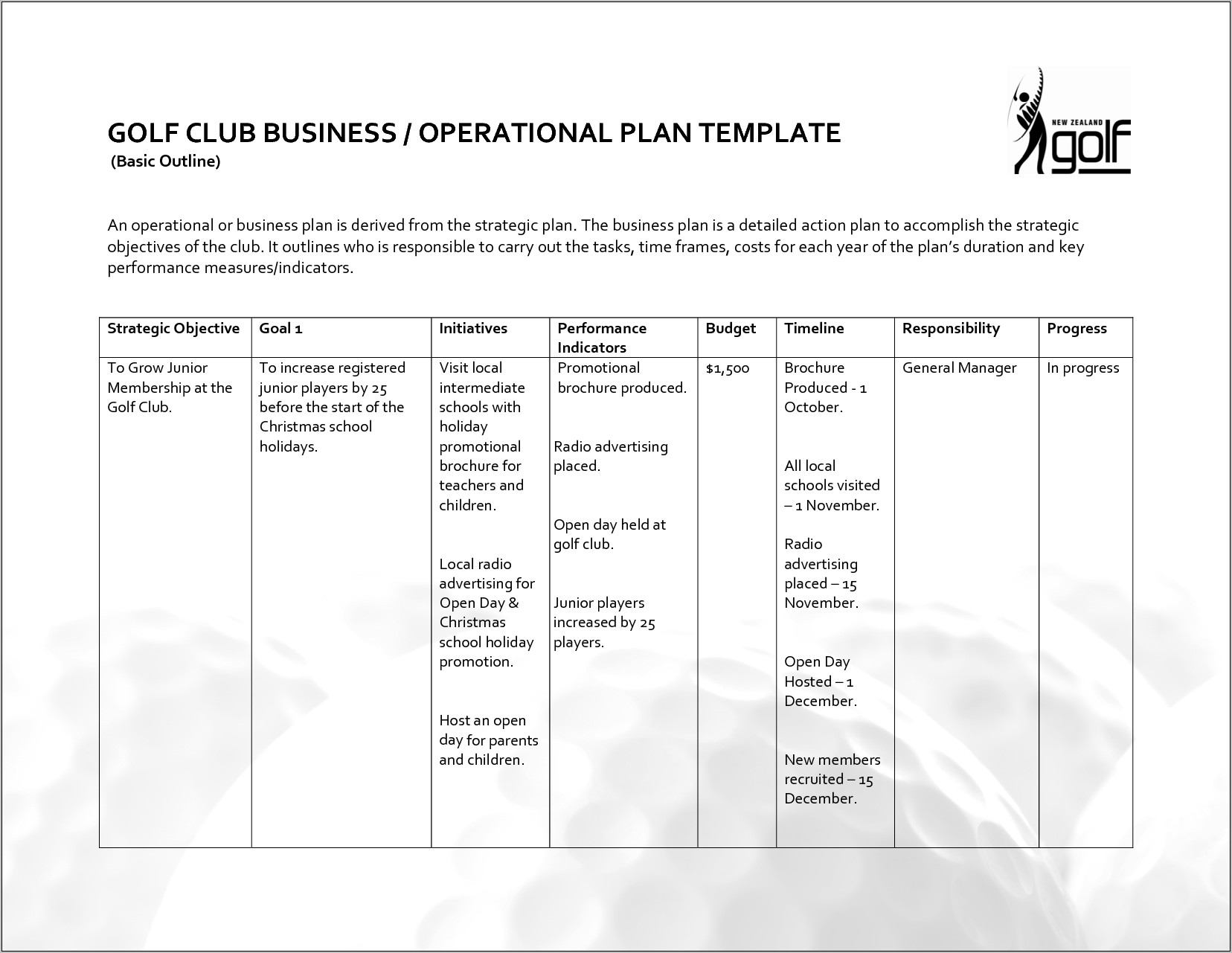 Operational Business Plan Sample