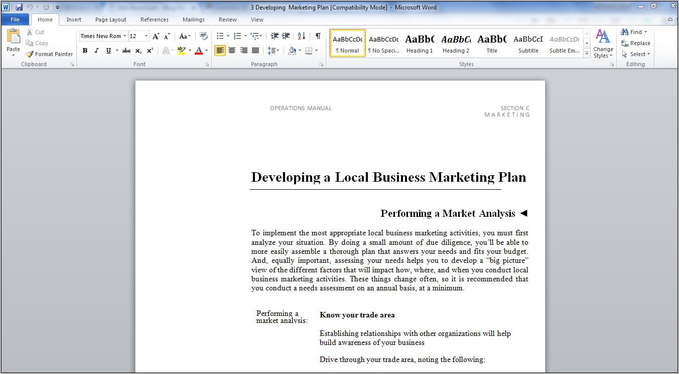 Operations Manual For Franchise Template Free