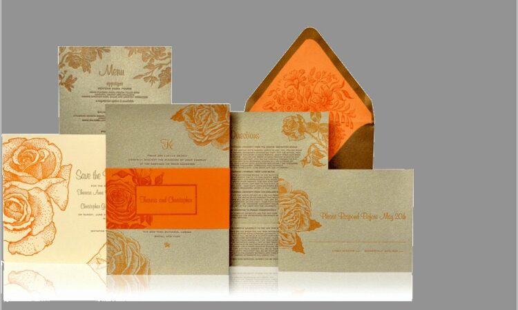 Orange And Gold Wedding Invitations