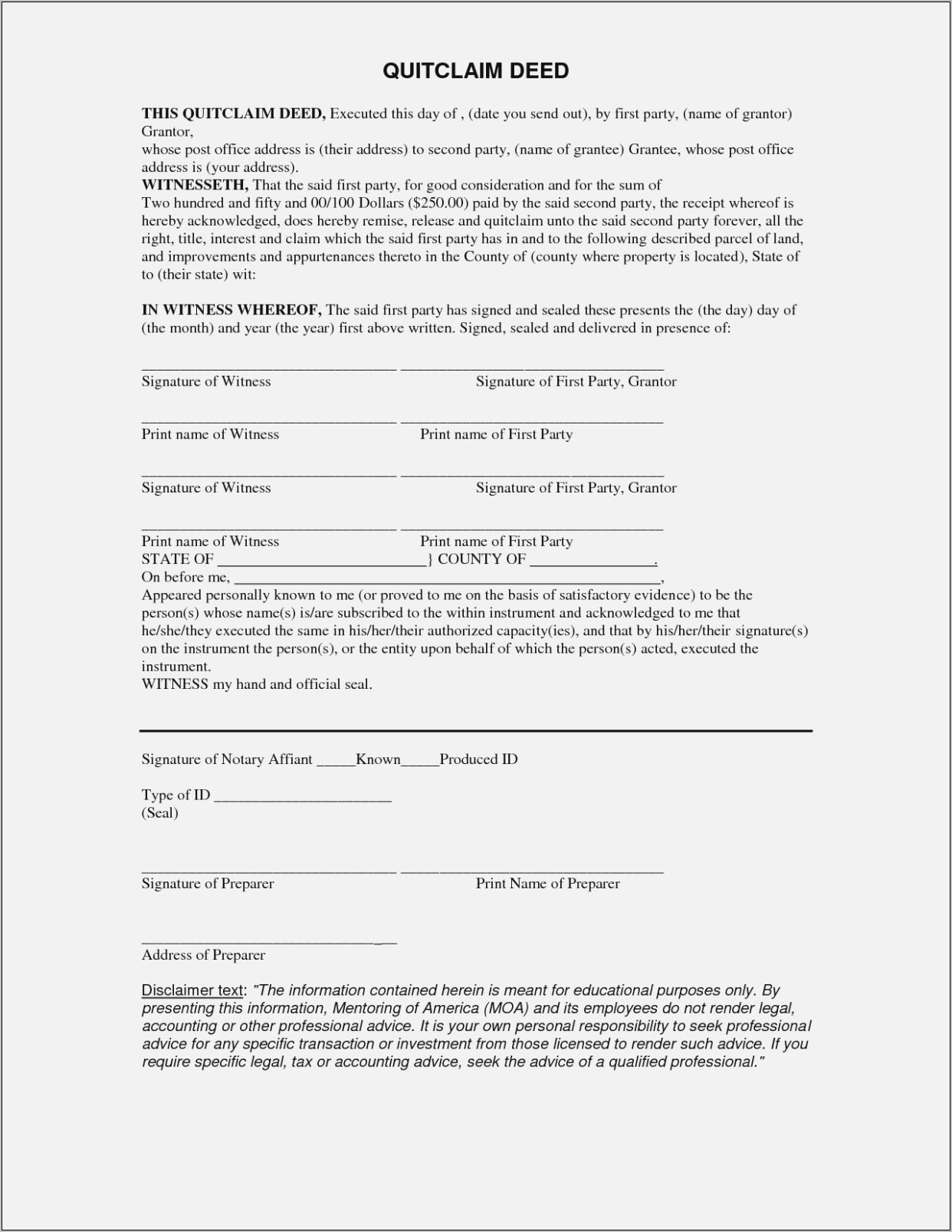 Orange County Fl Quit Claim Deed Form