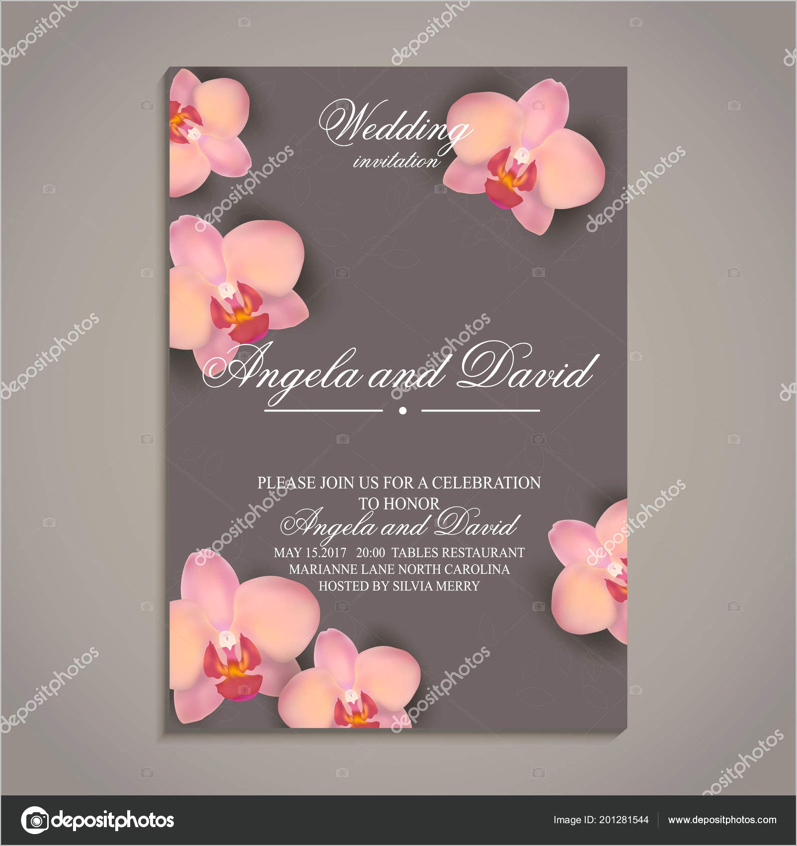 Orchid Wedding Invitation Template