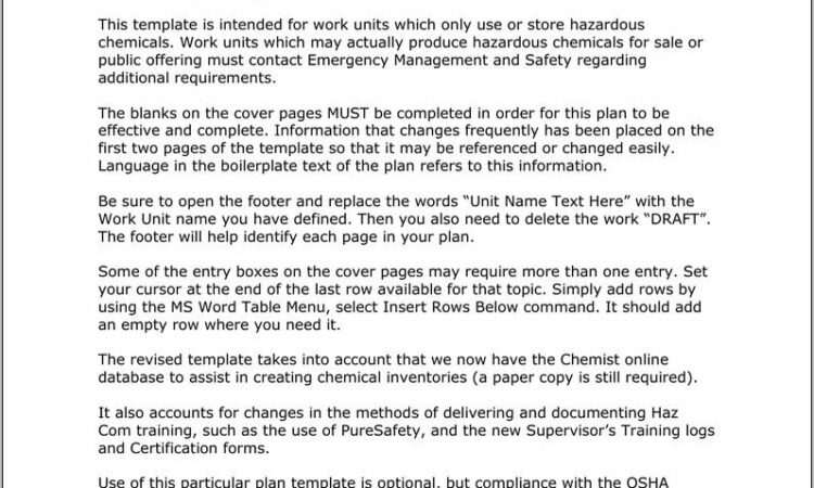 Osha Compliant Hazard Communications Program Template