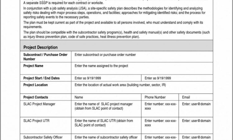 Osha Construction Safety Plan Template