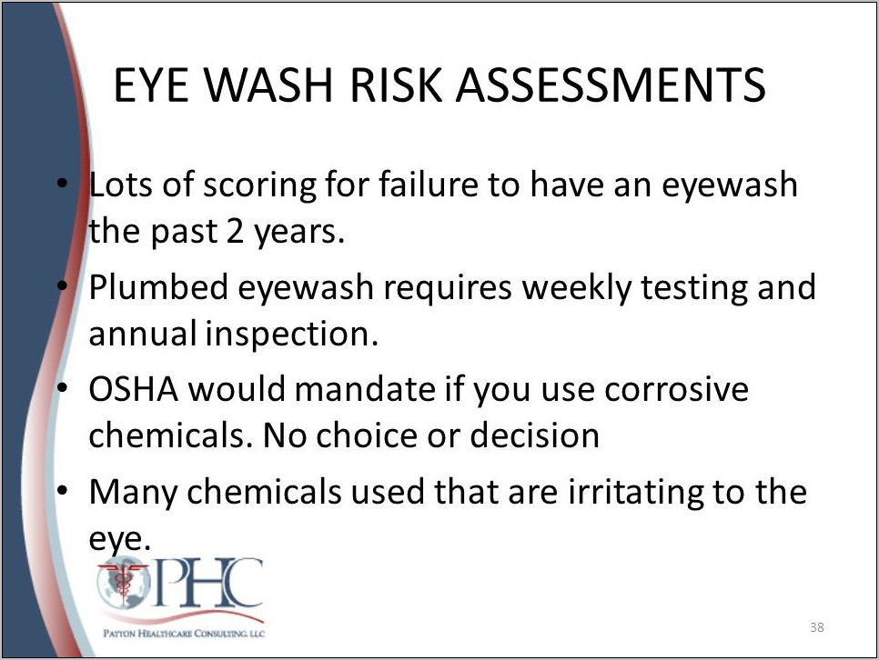 Osha Eyewash Risk Assessment Form