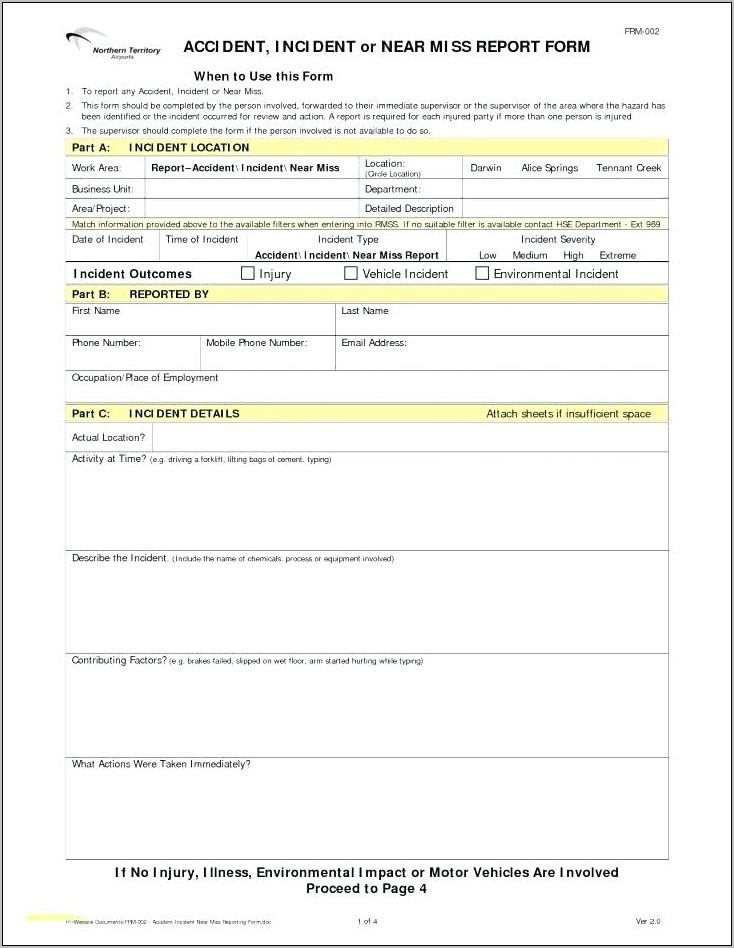 Osha Incident Report Form Template