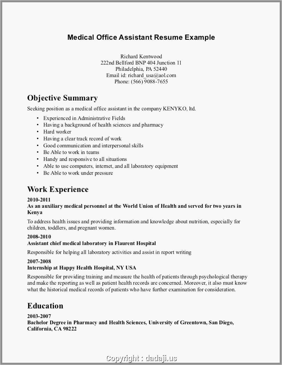 Outline Of A Great Resume