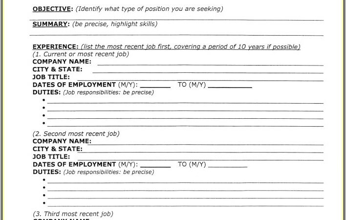 Outline Of A Resume Format