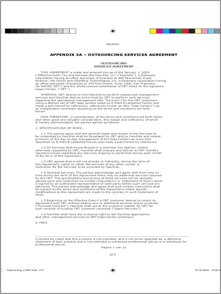 Outsourcing Agreement Template Pdf