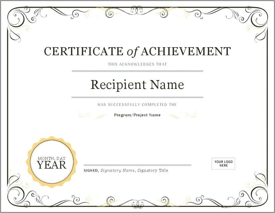 Outstanding Academic Achievement Award Template