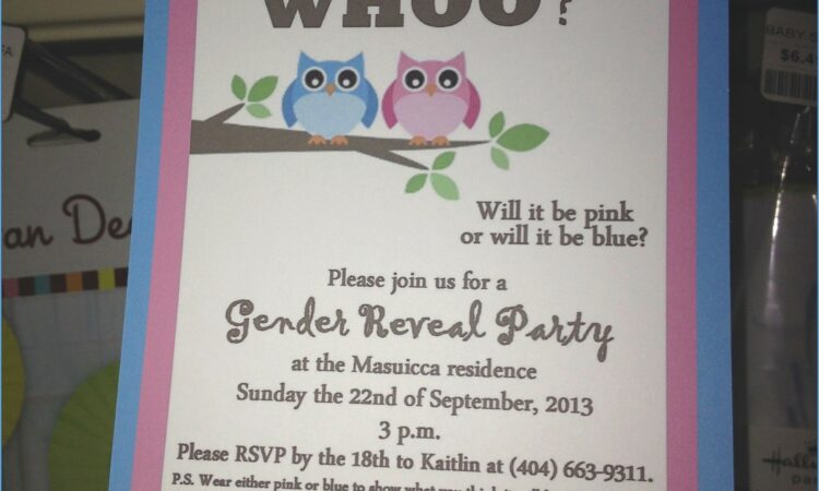 Owl Gender Reveal Invitations