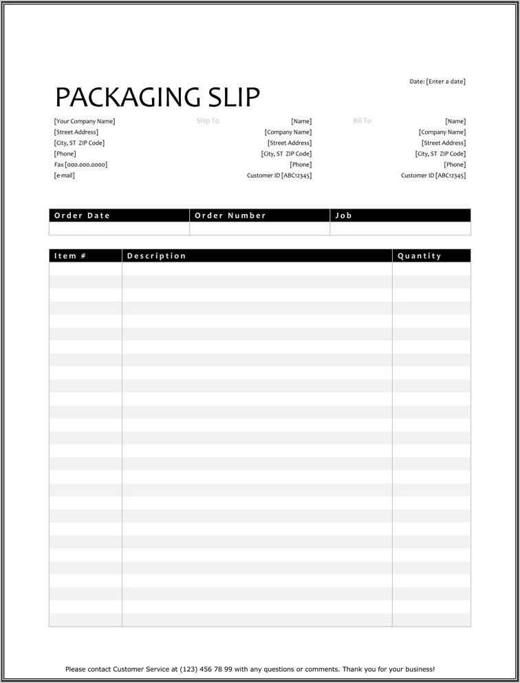 Packing Slip Template Free Download