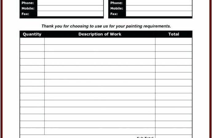 Paint Estimate Template Form