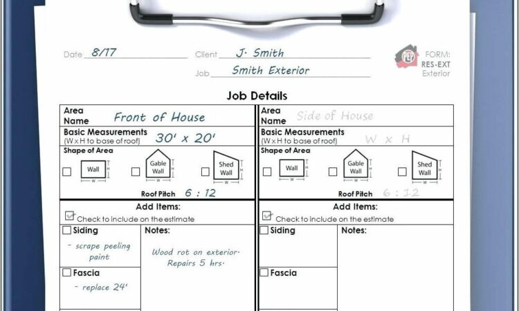 Painting Estimate Sample Form