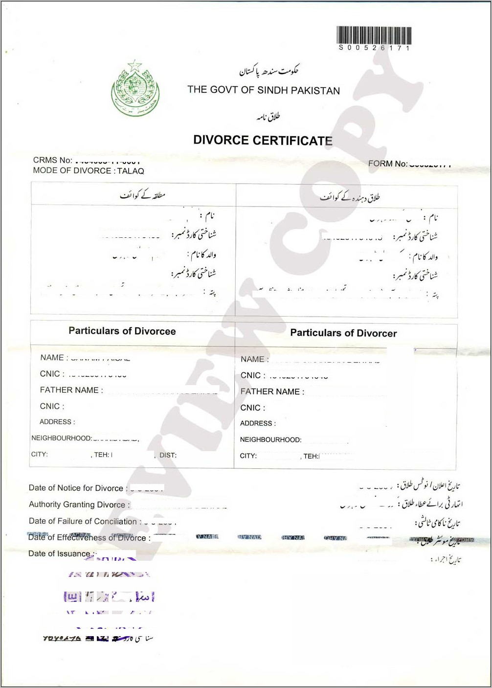 Pakistani Divorce Papers Sample