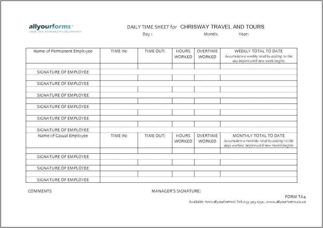 Paralegal Daily Timesheet Template