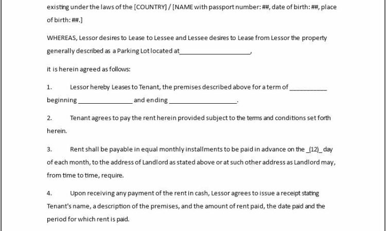 Parking Lot Lease Agreement Template