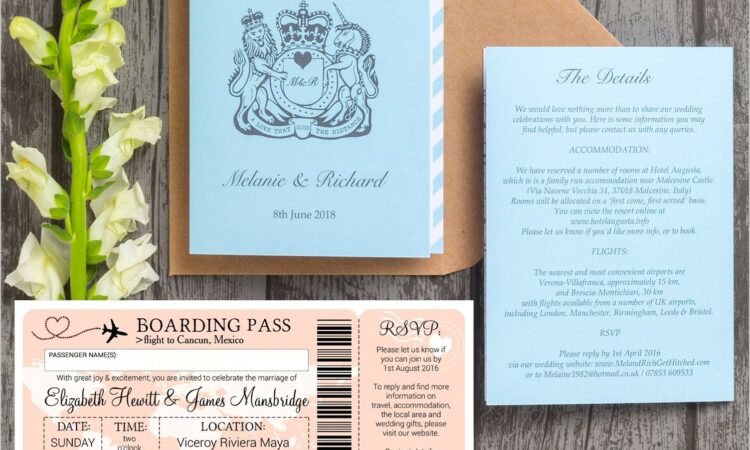 Passport And Boarding Pass Wedding Invitations Uk