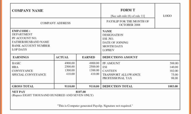 Pastel Payroll Payslip Form