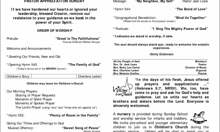 Pastor Appreciation Program Template