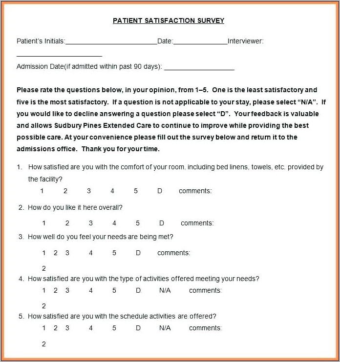 Patient Satisfaction Survey Questionnaires