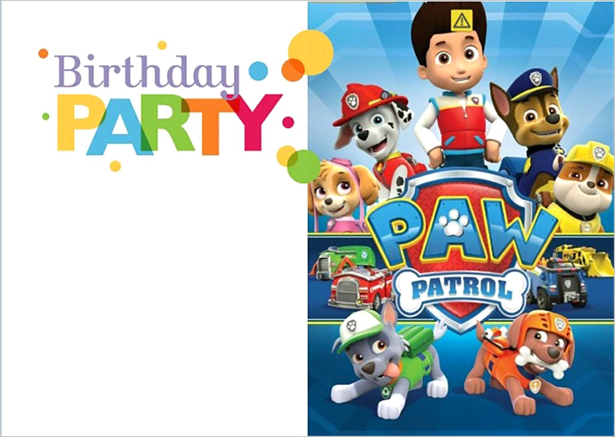 Paw Patrol Birthday Invitation Template Free