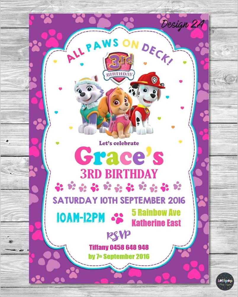 Paw Patrol Birthday Invitations Girl