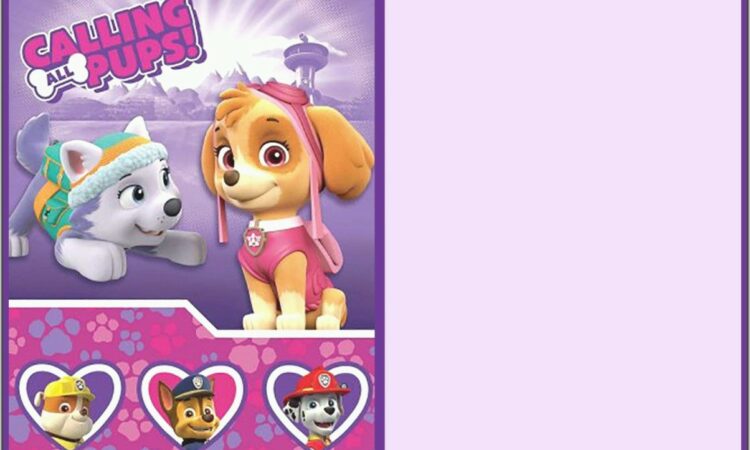 Paw Patrol Invitation Card Layout