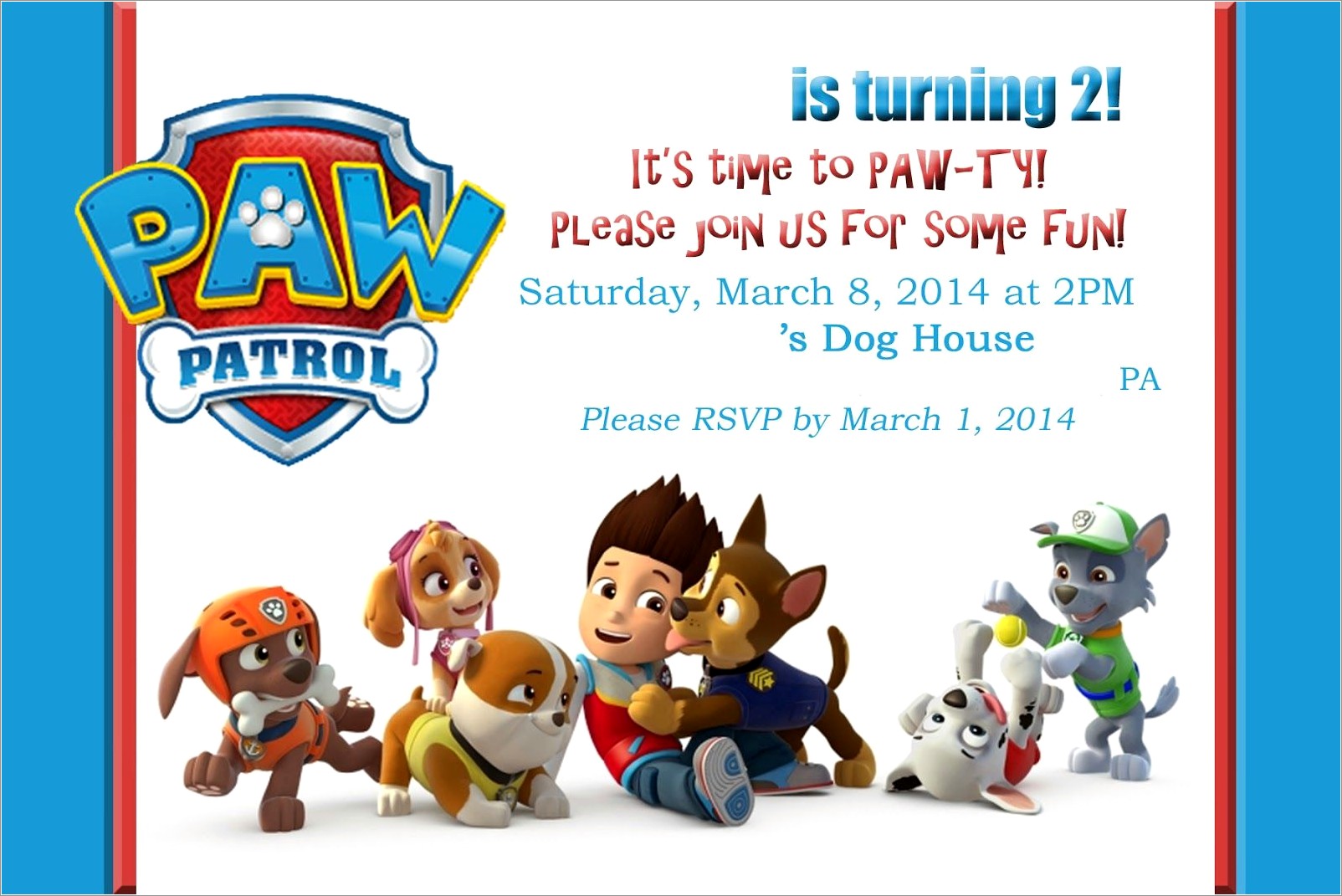 Paw Patrol Invitations Free Download
