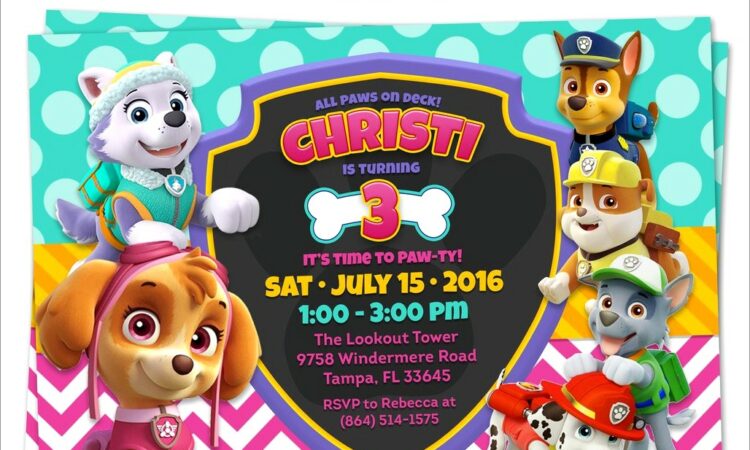 Paw Patrol Invitations Girl